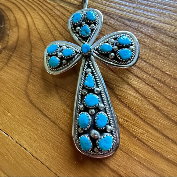 Vintage Turquoise Cross Pendant - Picture 2 of 8